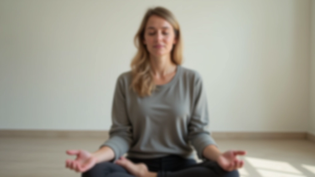 Persona che pratica tecniche di respirazione consapevole in un ambiente tranquillo, seduta con buona postura, mani rilassate sulle ginocchia